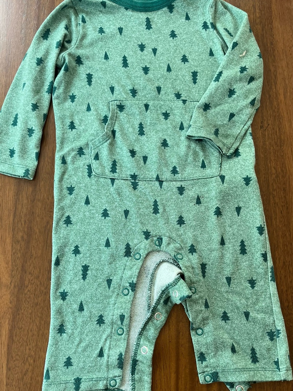 Joe Fresh Teal-Trim Green Baby One-Piece with Tree Motif